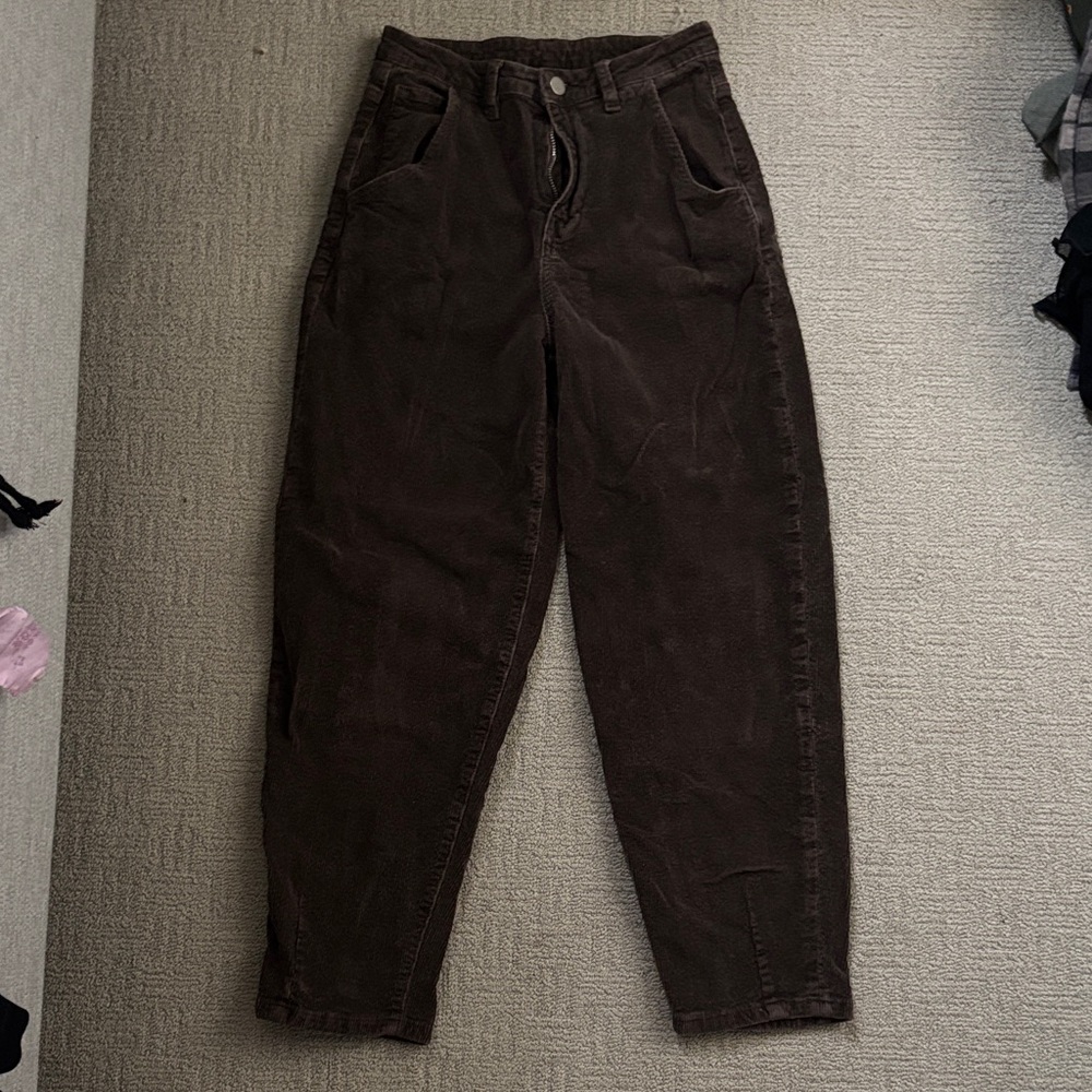 SHEIN Dark Brown Cropped Corduroy Pants